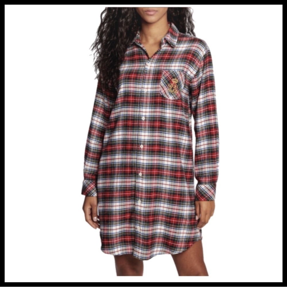RALPH LAUREN Plaid Sleep Shirt